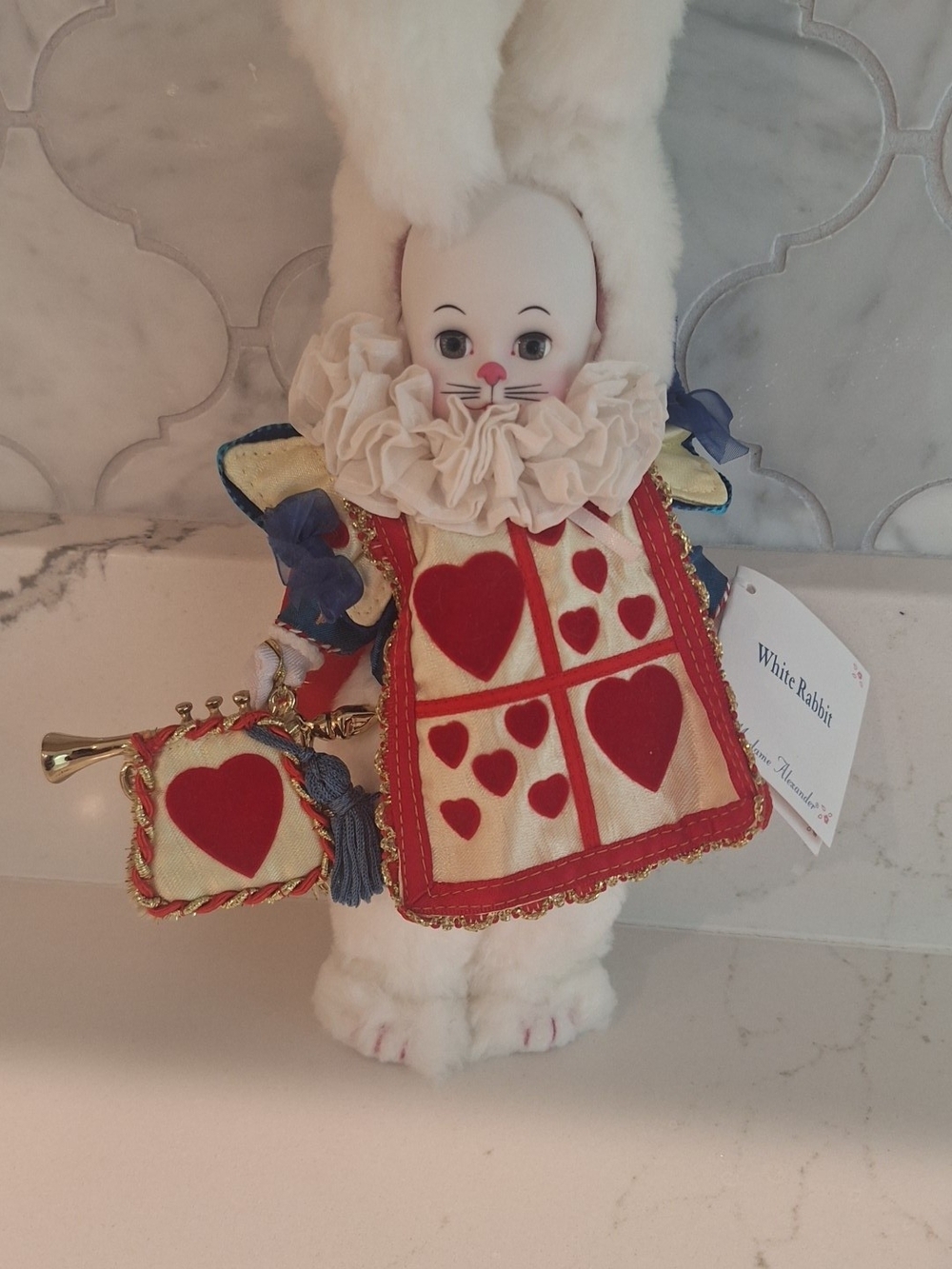 Madame Alexander White Rabbit Doll in White, Red, Blue, Gold